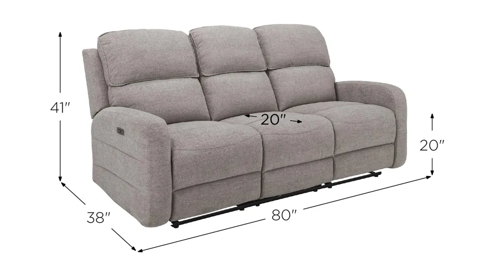 Everitt Chenille Power Sofa Dimensions