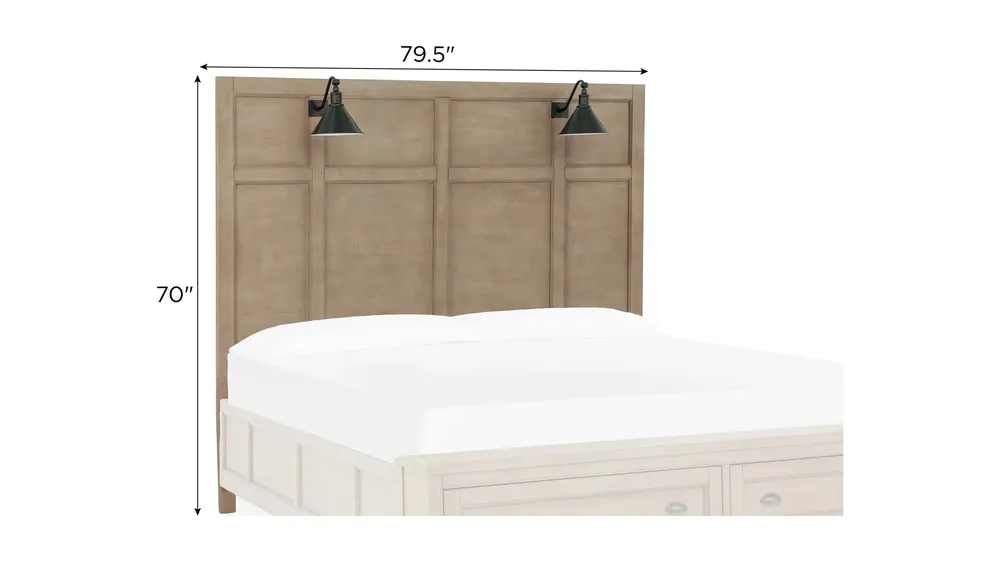 Ivy Ridge Panel Headboard w/ Lamps Dimensions