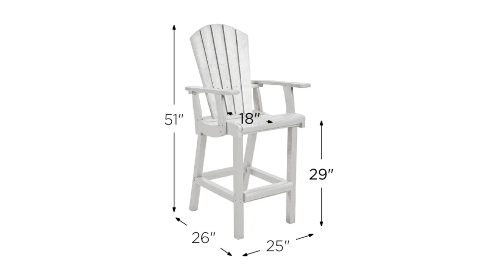 Generation Recycled Outdoor Classic Bar Height Arm Chair Dimensions