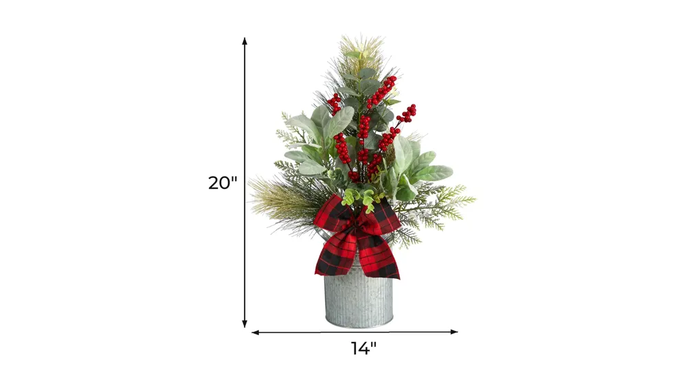 20" Holiday Foliage Artificial Arrangement Dimensions