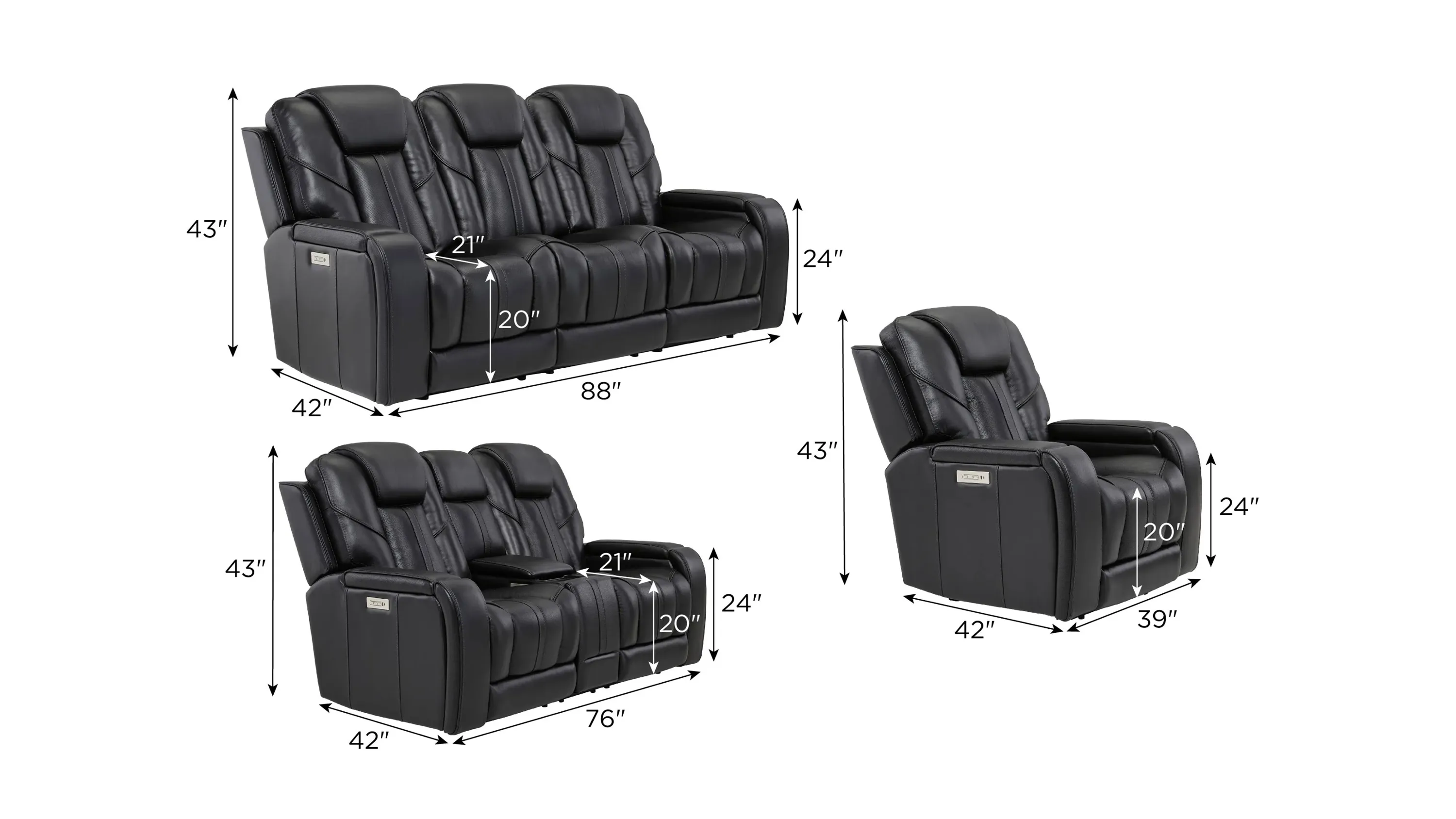 Starlight 3-pc. Triple Power Living Room Set | Raymour & Flanigan
