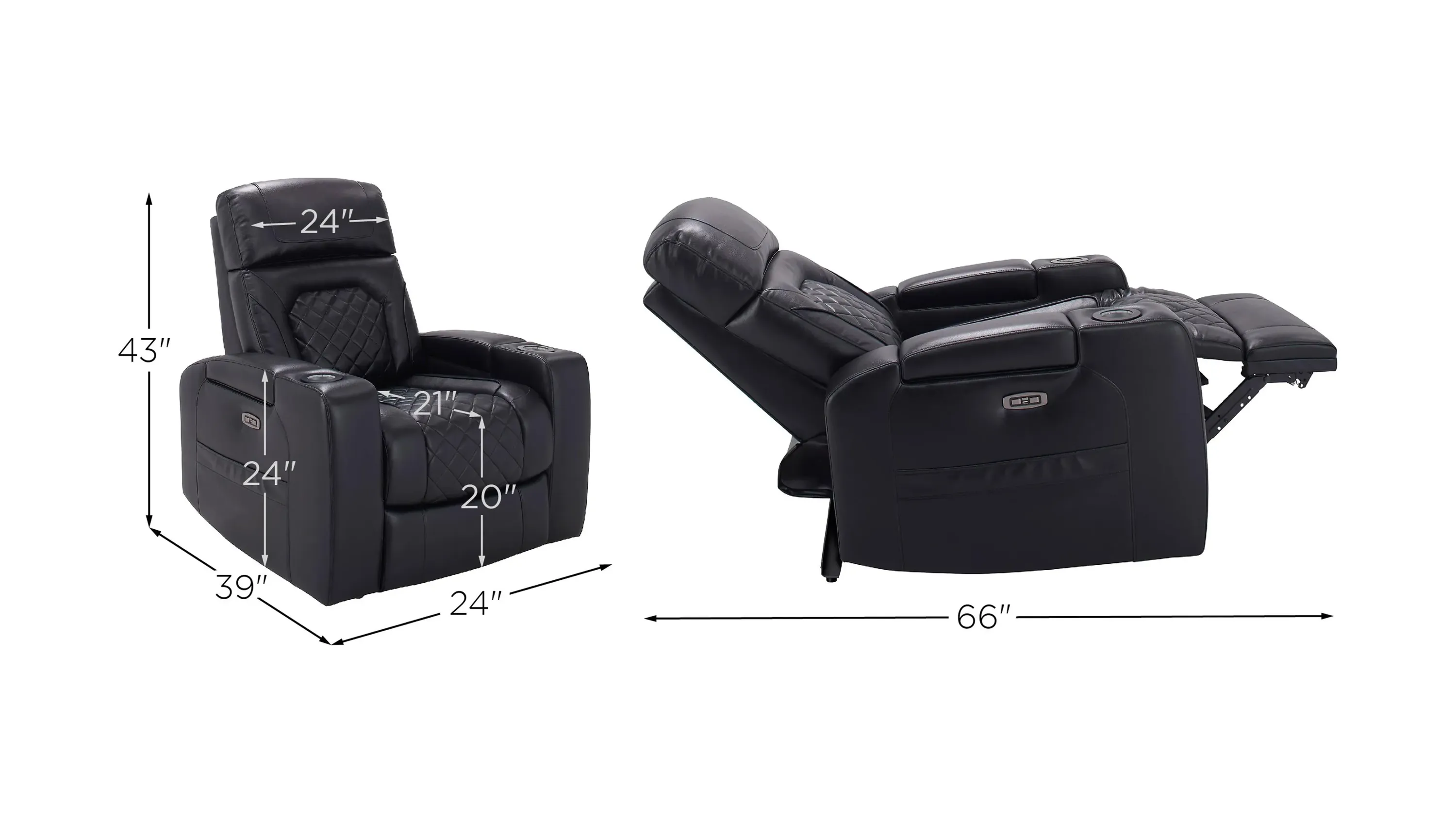 Jordyn Power Recliner w/ Lights | Raymour & Flanigan