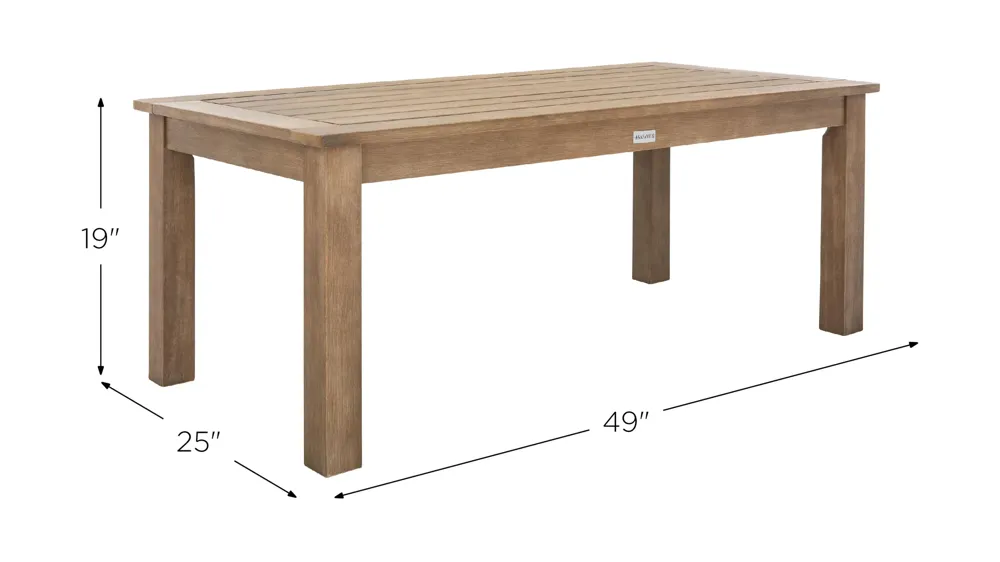 Kimi Cruz Outdoor Patio Coffee Table Dimensions
