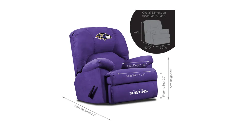 NFL Manual Recliner Dimensions