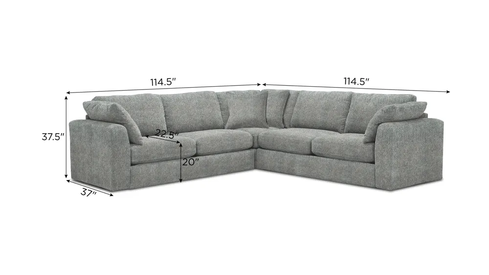 Nappily 3-pc. Sectional Dimensions