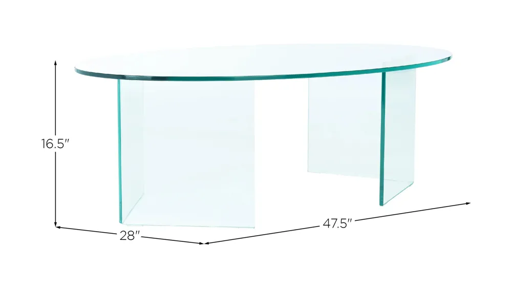 Kobutsu Tempered Glass Coffee Table Dimensions