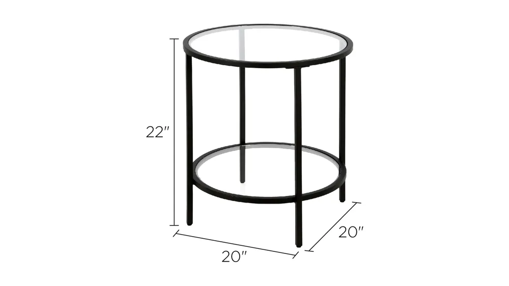 Paulino Round End Table with Glass Shelf Dimensions
