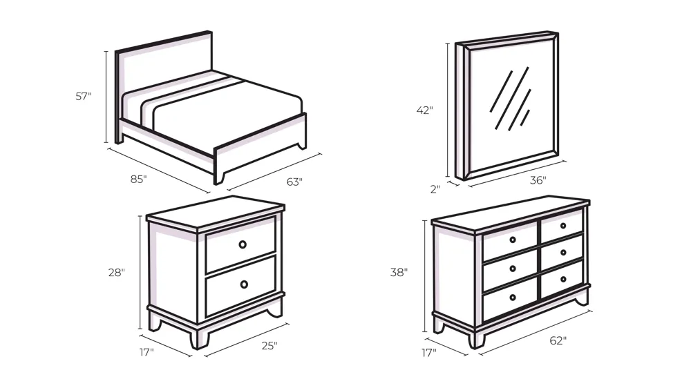 Alana 4-pc. Upholstered Bedroom Set Dimensions