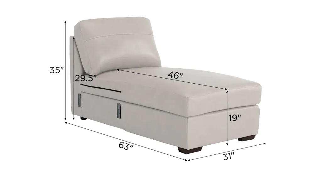 Harley Leather Armless Storage Chaise Dimensions