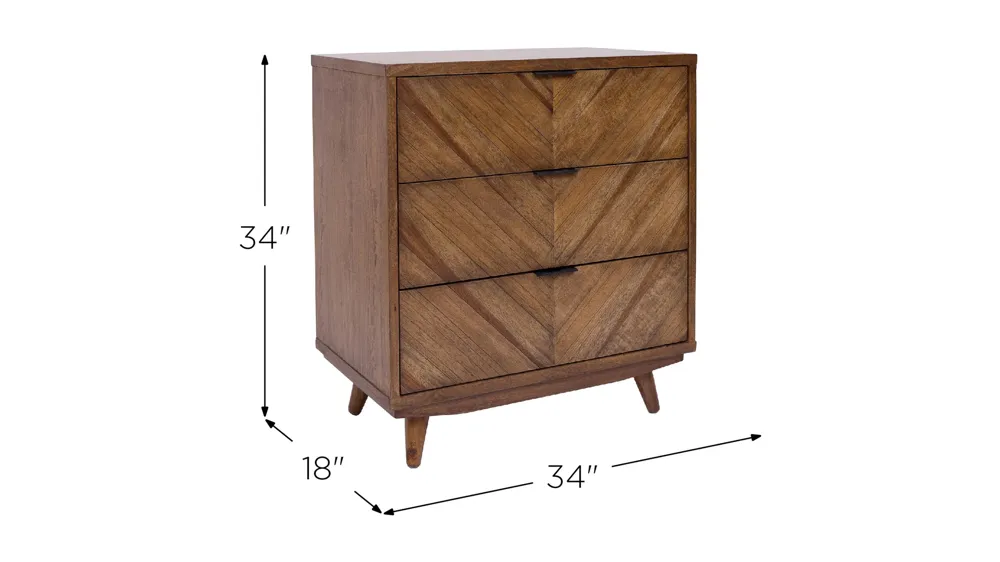 Piero Chevron 3-Drawer Chest Dimensions