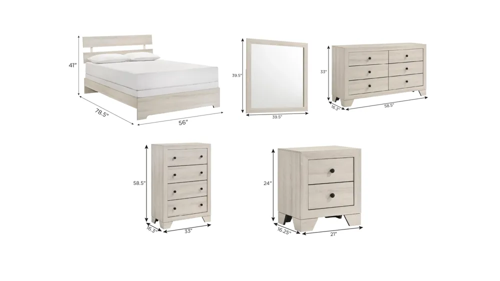 Atticus 5-pc. Bedroom Set Dimensions