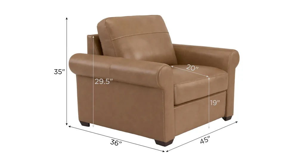 Harley 2-pc. Leather Chair Dimensions