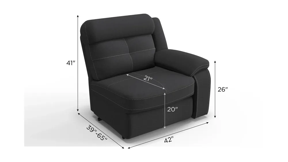 Lugano Microfiber Right Arm Facing Recliner Dimensions