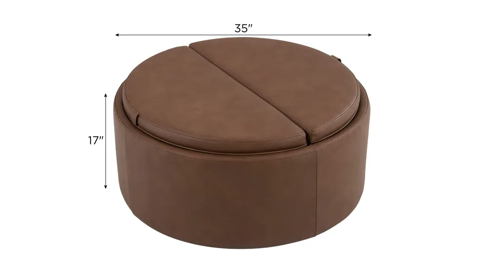 Harbin Storage Ottoman w/ Casters & Reversible Tray Dimensions
