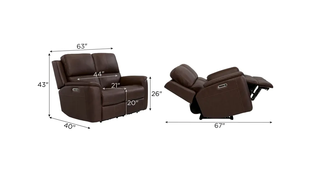 Henrick Triple Power Leather Loveseat | Raymour & Flanigan