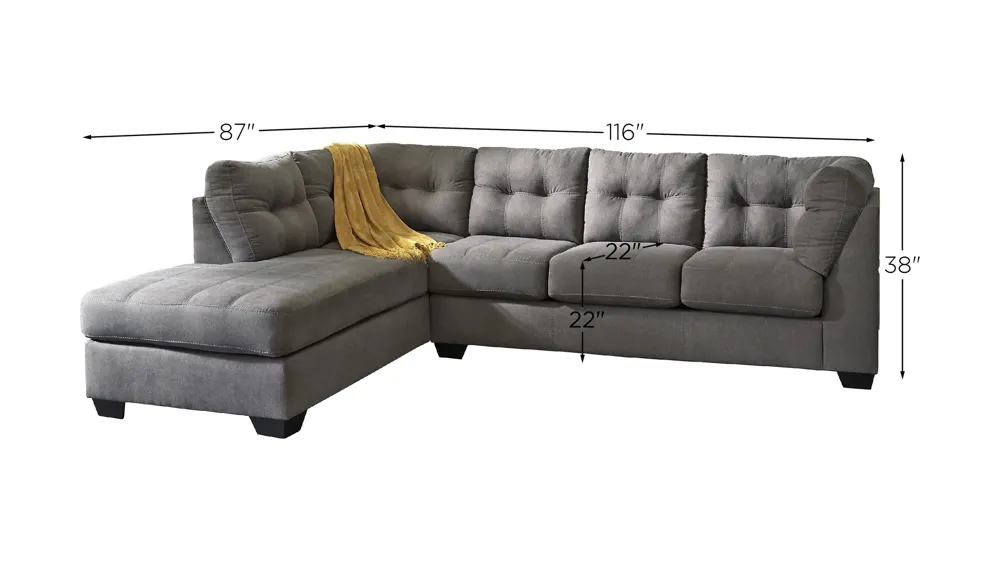 Desmond II Microfiber 2-pc. Sectional Dimensions