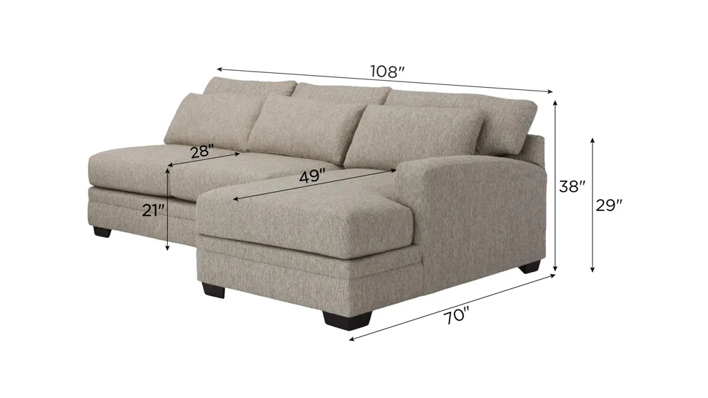 Easton 2-pc. Sofa Chaise Dimensions