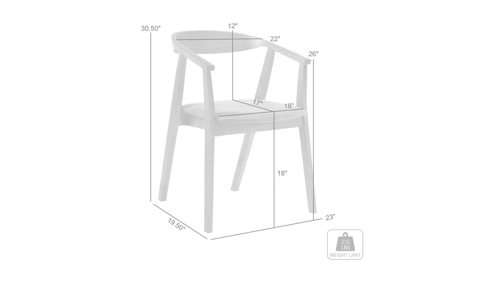 Santana Dining Chair - Set of 2 Dimensions