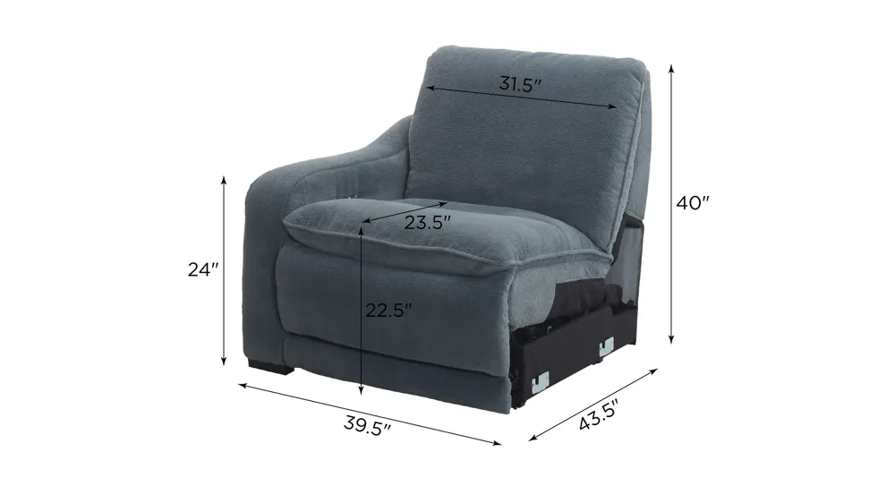 Celine Left Arm Facing Power Recliner w/ Power Headrest Dimensions