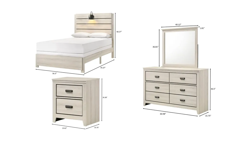 Carter 4-pc. Bedroom Set Dimensions