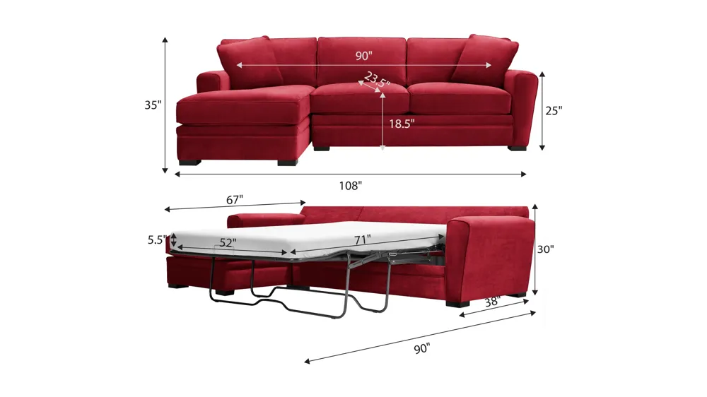 Artemis II 2-pc. Sectional w/ Full Sleeper Dimensions