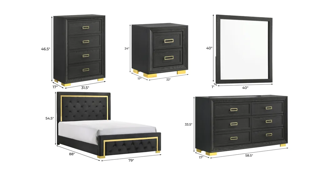 Pepe 5-Pc King Bedroom Set Dimensions
