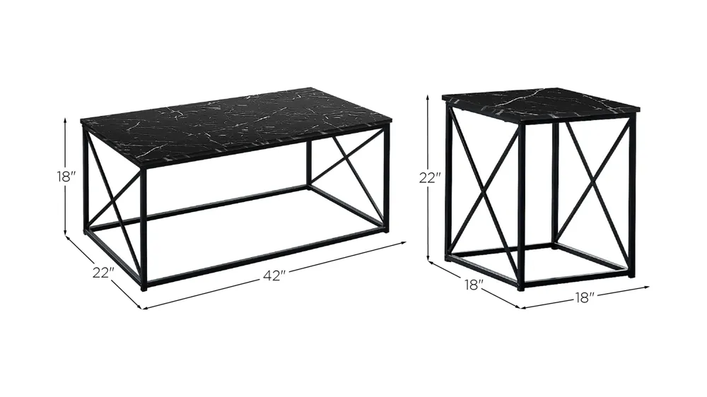 Monarch Specialties 3-pc. Table Set Dimensions