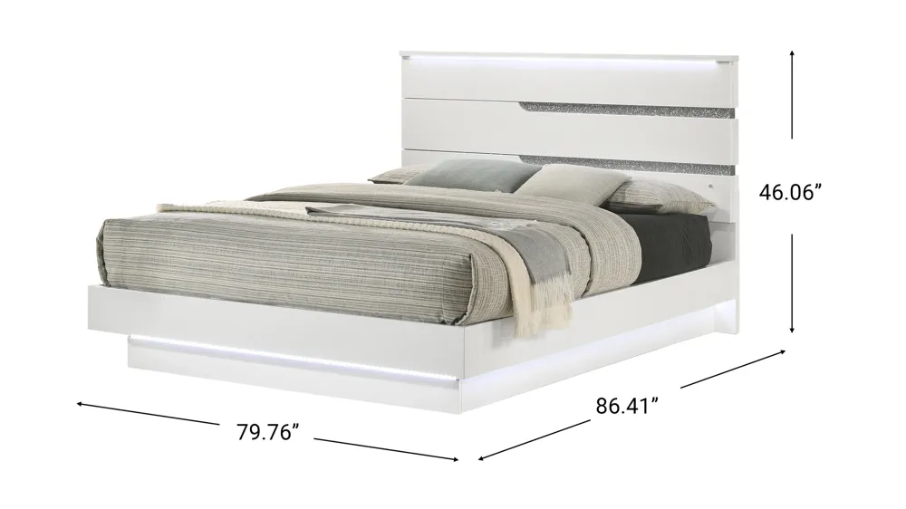 Paradox Platform Bed with LED Lighting Dimensions