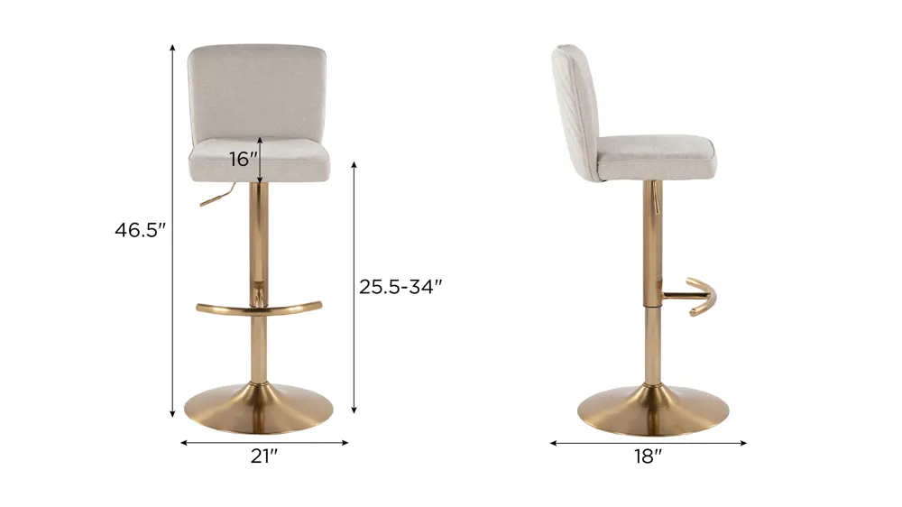 Henry Adjustable Barstool - Set of 2 Dimensions