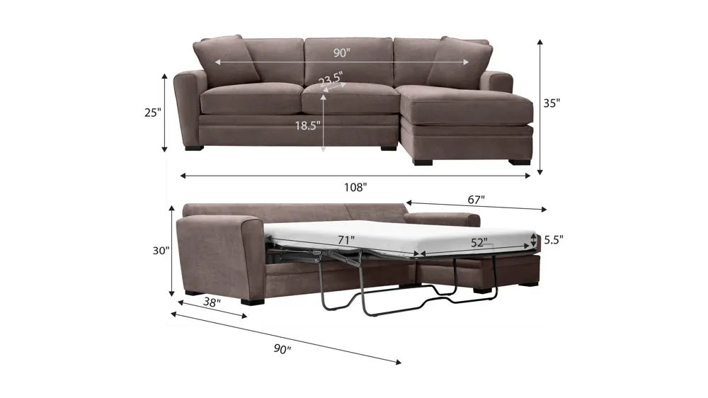 Artemis II 2-pc. Sectional w/ Full Sleeper Dimensions