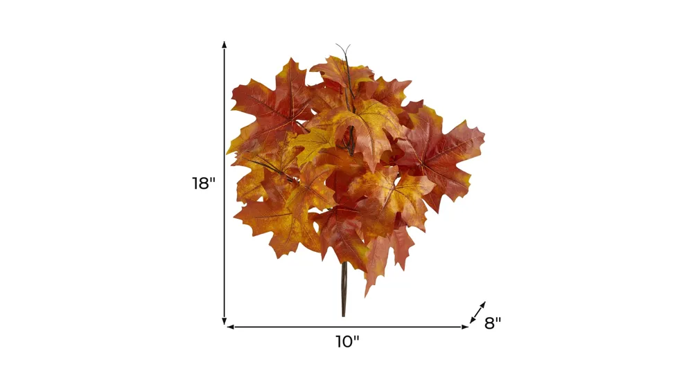 18in. Autumn Maple Leaf Artificial Flower (Set of 2) Dimensions