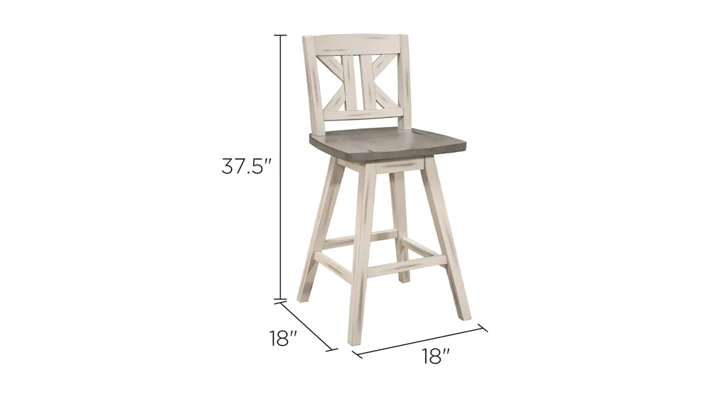 Trouvaille Counter Height Swivel Chair With K-Back - Set of 2 Dimensions