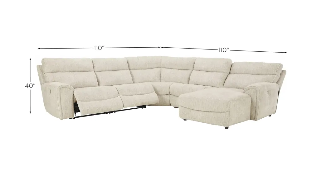 Critic's Corner 5-Piece Power Reclining Sectional Dimensions