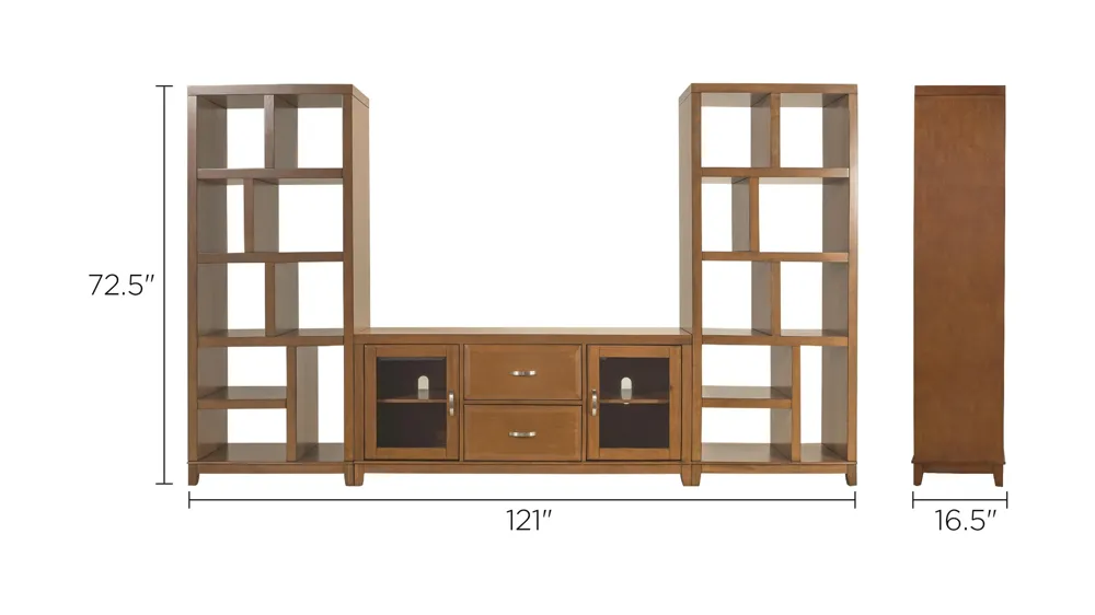 Granthom 3-pc. Wall Unit w/ 60" TV Console Dimensions