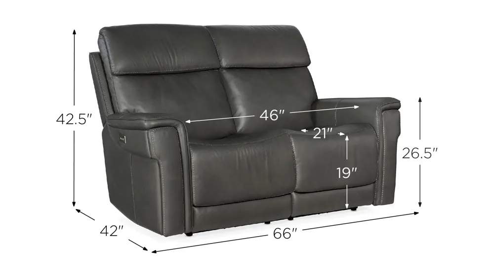 Lyra Zero Gravity Power Loveseat with Power Headrest Dimensions