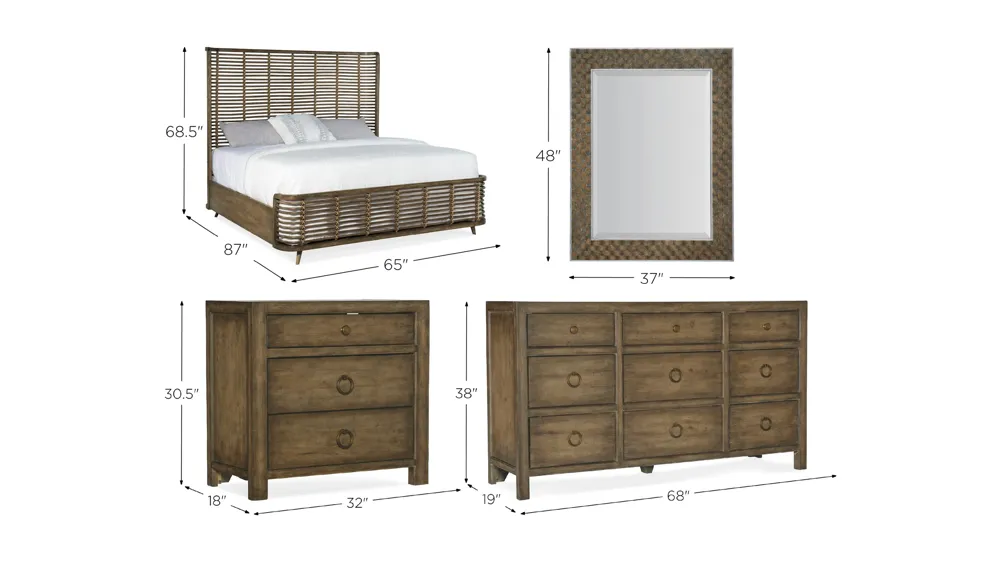 Sundance 4-pc. Rattan Bedroom Set Dimensions