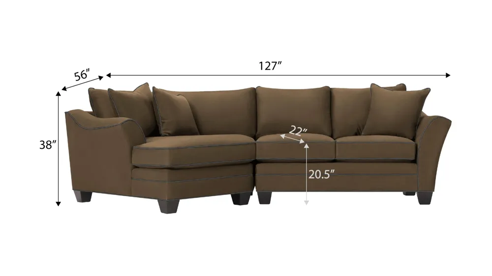 Foresthill 2-pc. Left Hand Cuddler Sectional Sofa Dimensions