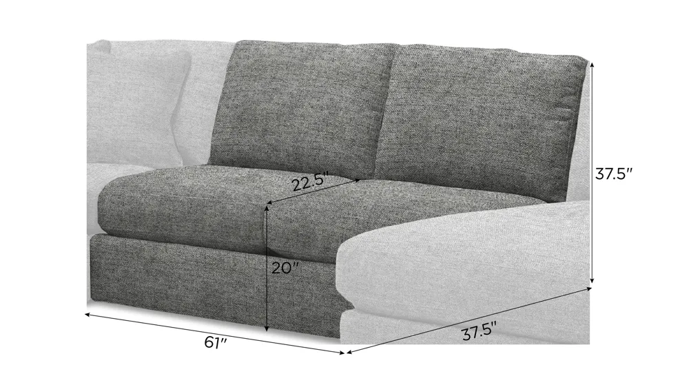 Nappily Armless Loveseat Dimensions