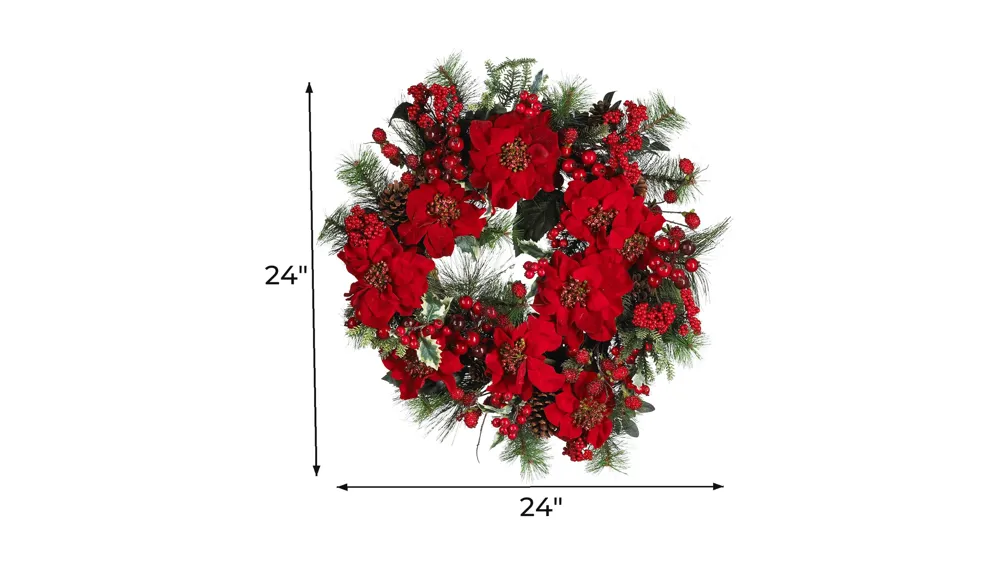 24" Poinsettia Wreath Dimensions