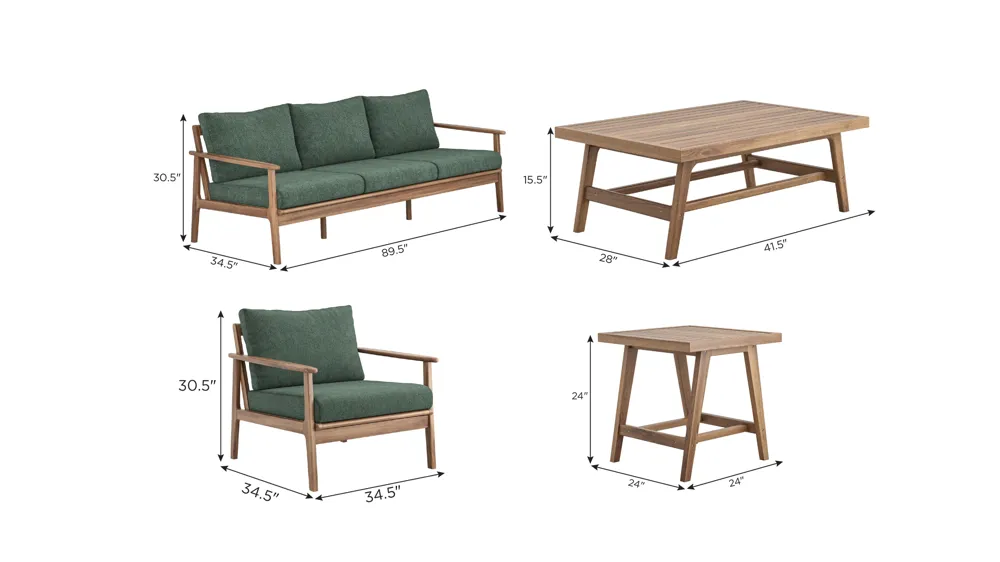 Ashton 5-pc. Outdoor Patio Set Dimensions