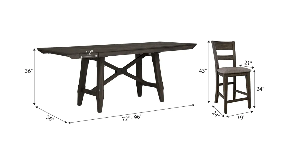 Double Bridge 7-pc. Counter Height Dining Set Dimensions