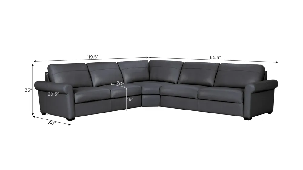 Harley 4-pc. Leather Sectional Dimensions