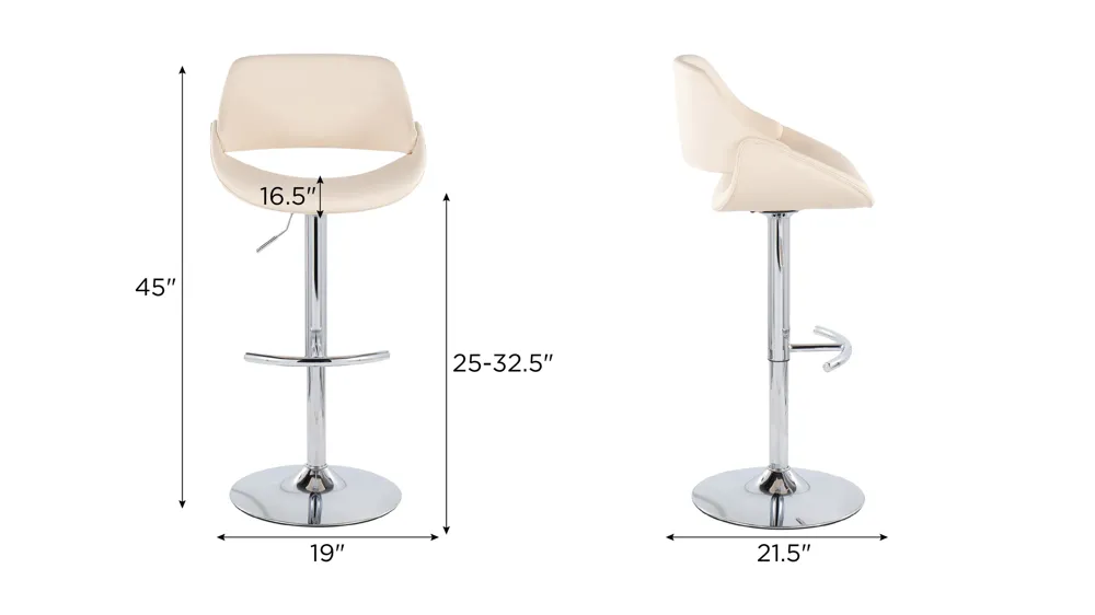 Fabrico Adjustable Barstool - Set of 2 Dimensions