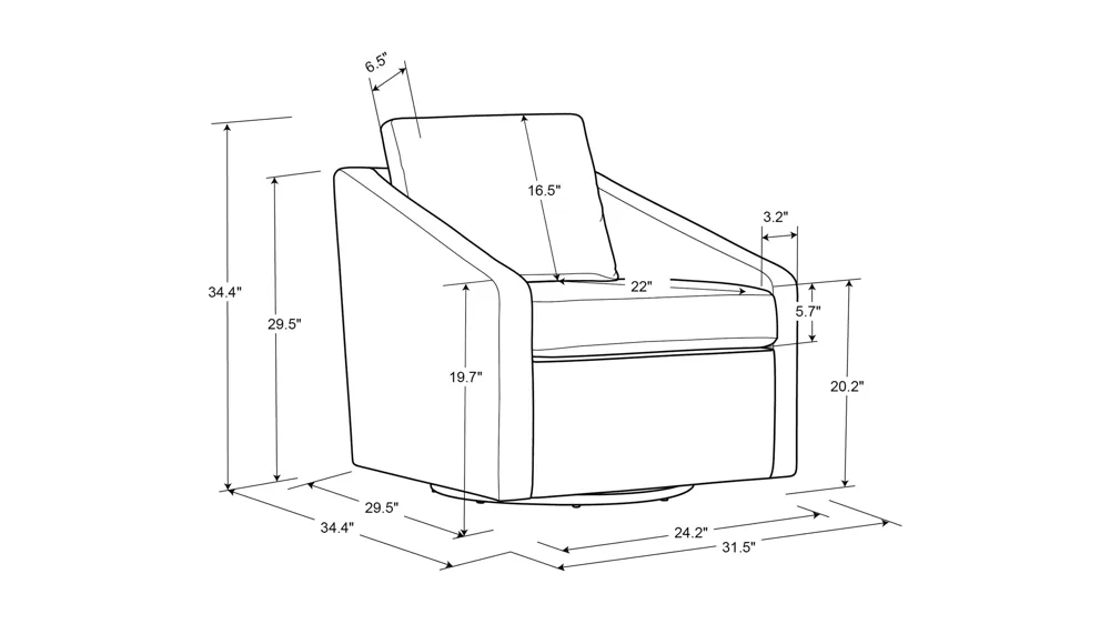 Houston Swivel Accent Chair Dimensions