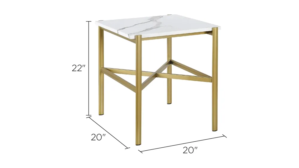 Nagle Square End Table with Faux Marble Top Dimensions
