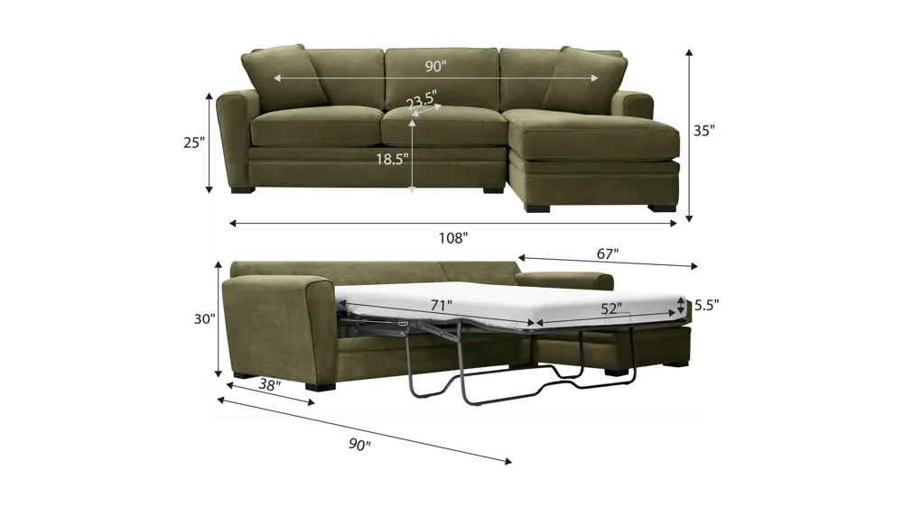 Artemis II 2-pc. Sectional w/ Full Sleeper Dimensions