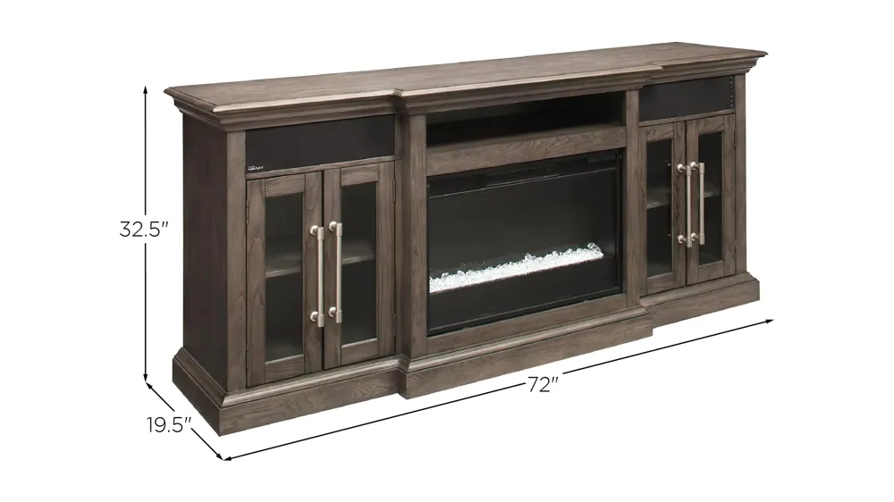 Elise 72" TV Console w/ Electric Fireplace Dimensions