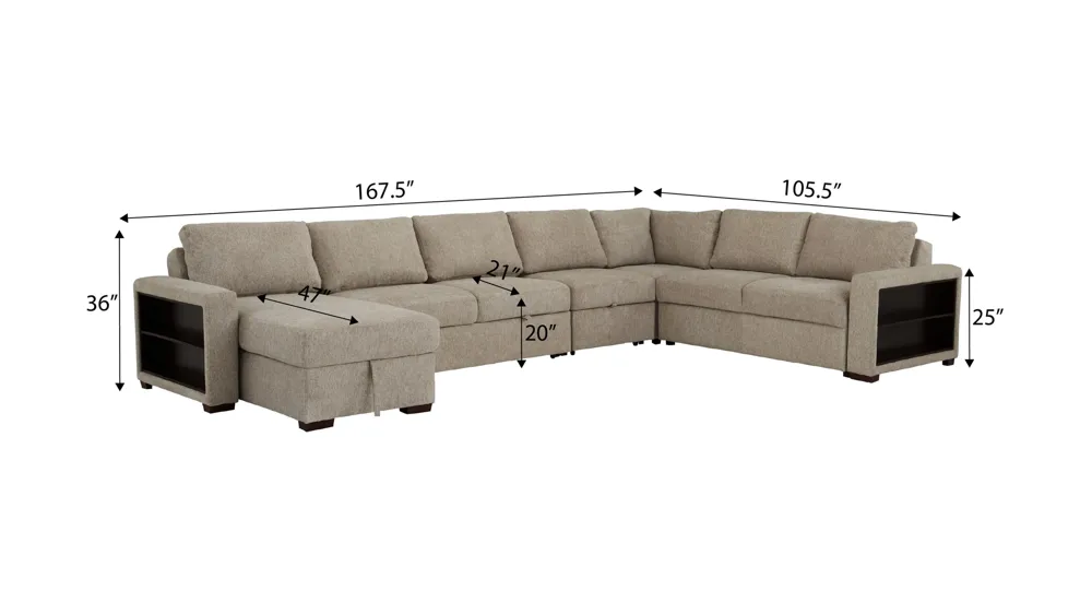 Juniper 6-pc. Sectional Dimensions