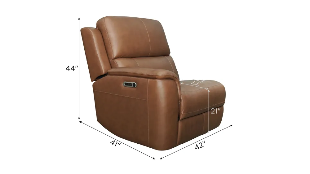 Henrick Triple Power Leather Left Arm Facing Recliner Dimensions