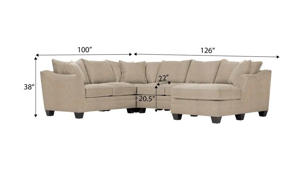 Foresthill 4-pc. Sectional w/ Right Arm Facing Chaise Dimensions